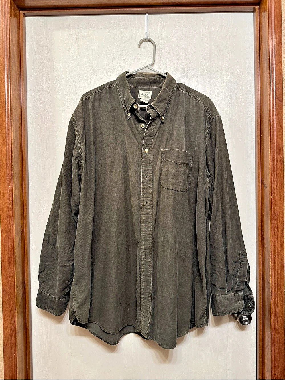 L.L.Bean Corduroy Button-Down Shirt Men's Gray XL